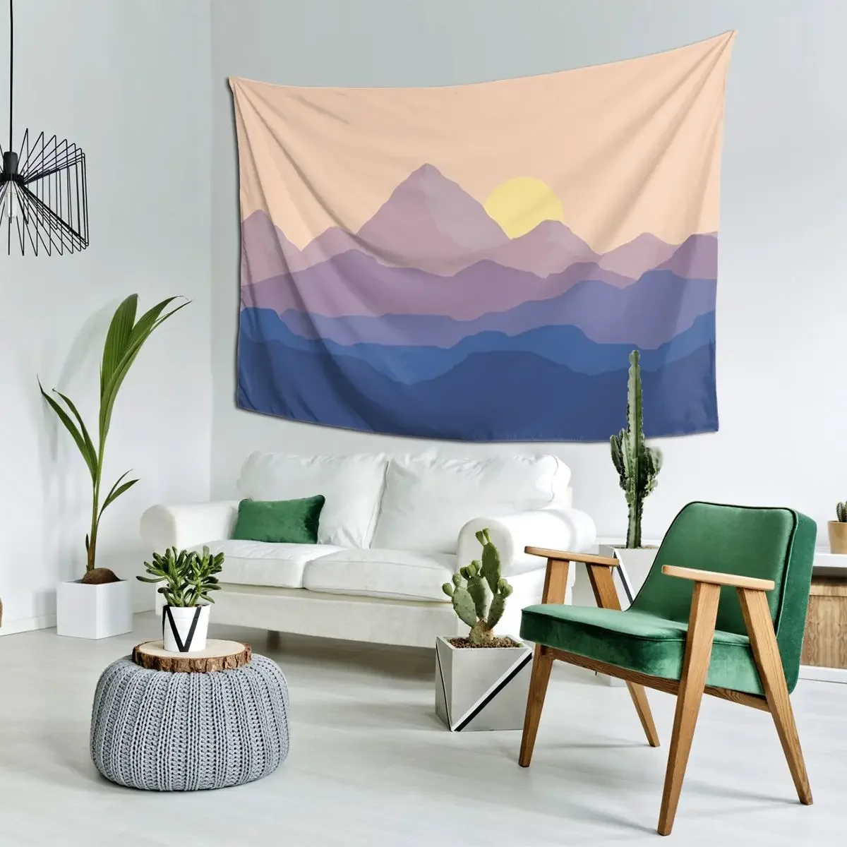 Chill Mountain Horizon Tapestry Hippie Wall Hanging Aesthetic Home Decoration Tapestries for Living Room Bedroom Dorm Room