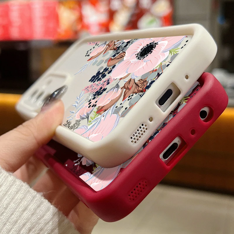 Flower Print Case For Samsung Galaxy S24 S23 S22 Ultra S23 S24 FE A55 A54 A34 A15 A14 A35 A52 A53 A25 A16 5G Soft Silicone Cover