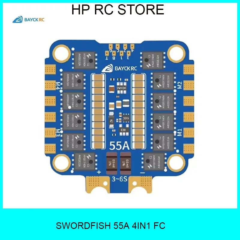 

BAYCK SWORDFISH 55A 4IN1 ESC (AM32, BLHeli_32, DShot1200) - 3-6S Lipo for FPV Racing/Freestyle Quadcopter