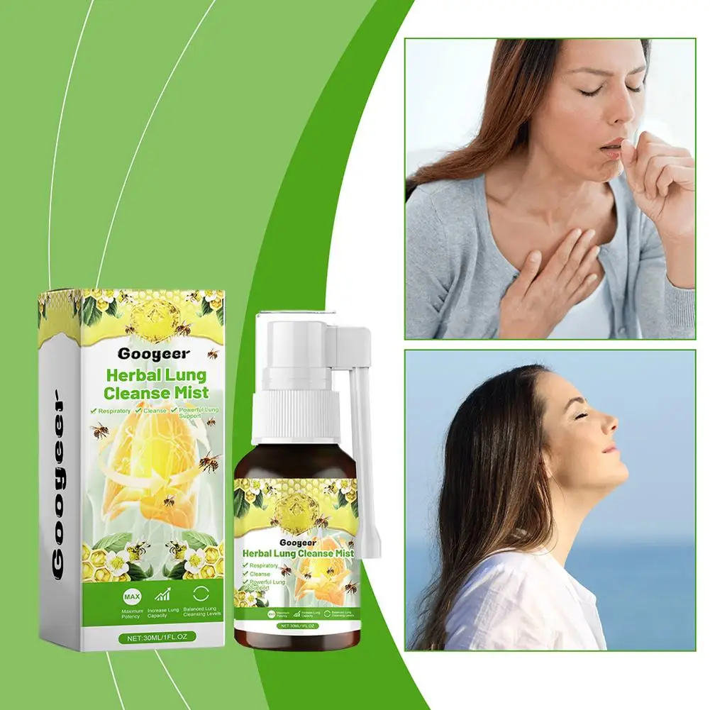 Herbal Lung Cleanse Spray, Poderoso Suporte Pulmonar, Garganta Limpa, Inflamação Fumante, Cuidados de Saúde, S1Q8 Duro, 30ml