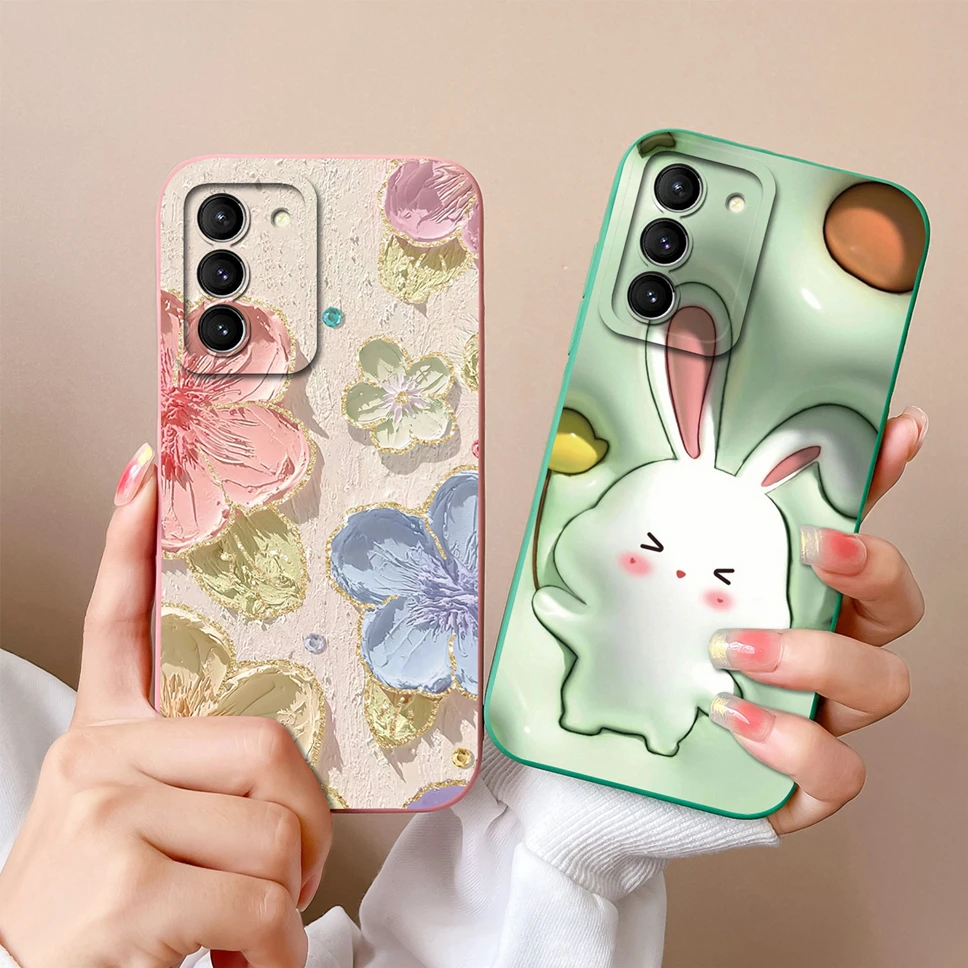 Phone Case For Samsung Galaxy S21 S21Ultra S21Plus S21FE Cute Creative Style Liquid Silicone Shockproof Back Covers Fundas Coque