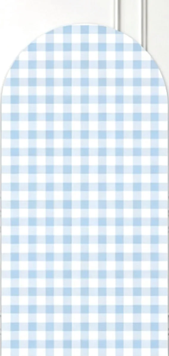Custom 2-Side Silly Goose Baby Shower Arch Backdrop Cover Blue Plaids Diy Name Age Birthday Party Decor Backdrop Photo
