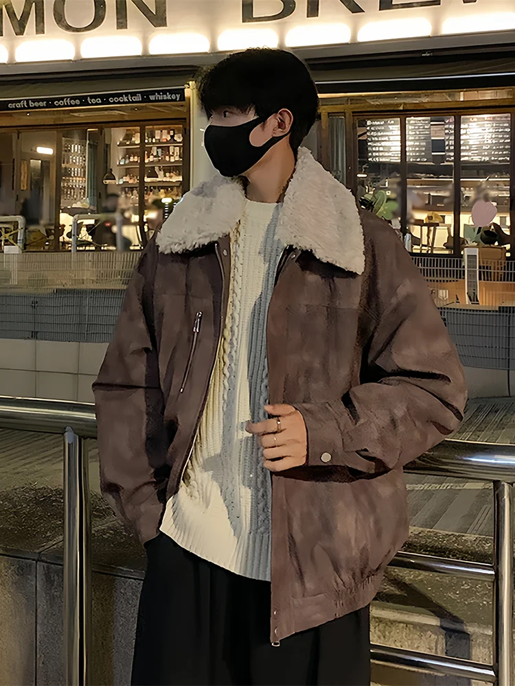 

Мужская зимняя теплая куртка-косуха из хлопка с утолщенным воротником из искусственного меха, модная, высококачественная, с интегрированными элементами из кожи и меха