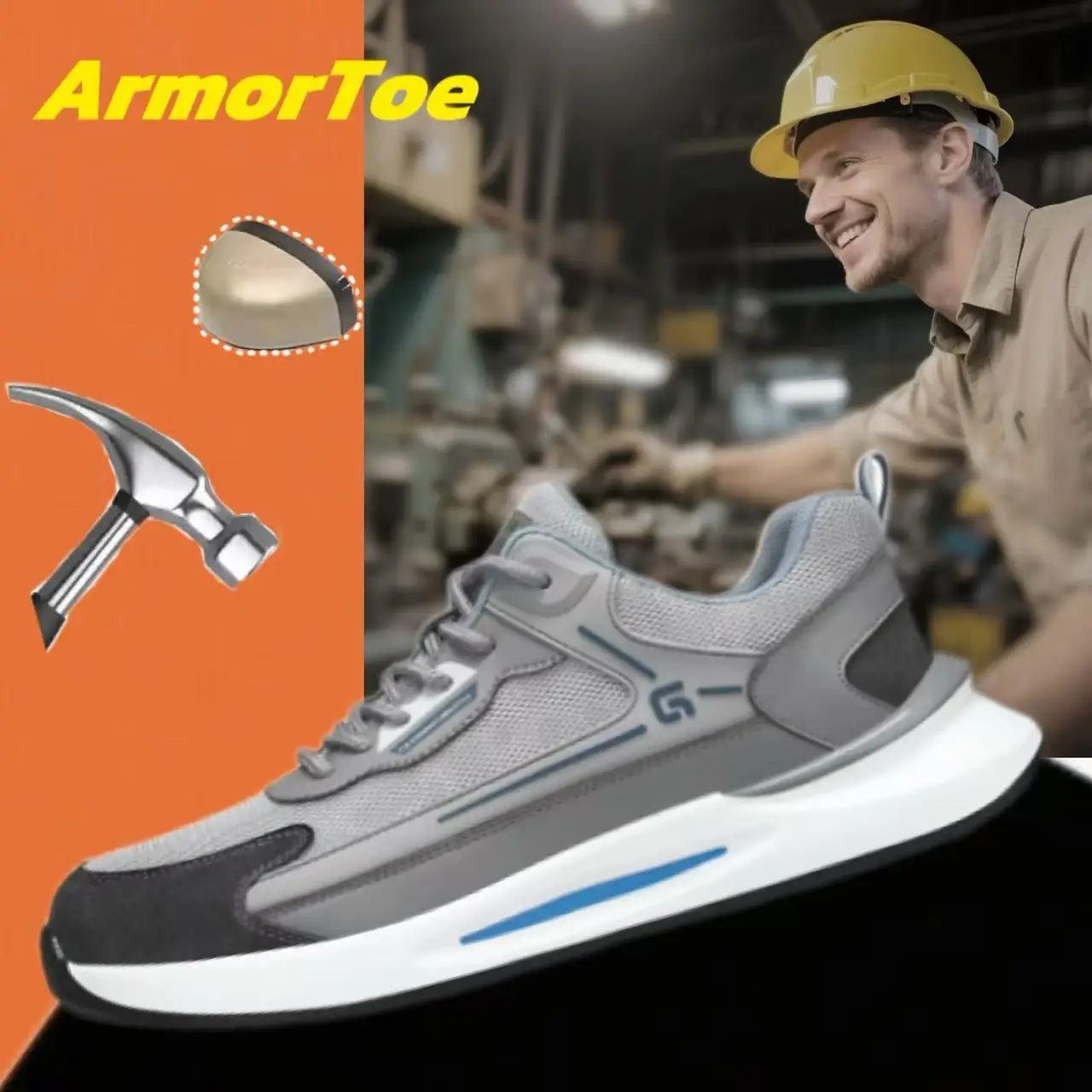 

ArmorToe Four Seasons Models Steel Head Anti-smash Anti-stabbing Safety Shoes Breathable Sneakers Wear-resistant #Armor2647