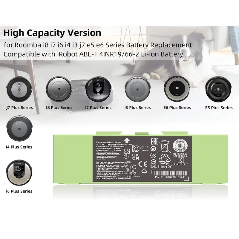 ABL-F 14.4V 4460mAh/62.4Whバッテリー iRobot ルンバ eシリーズ、i