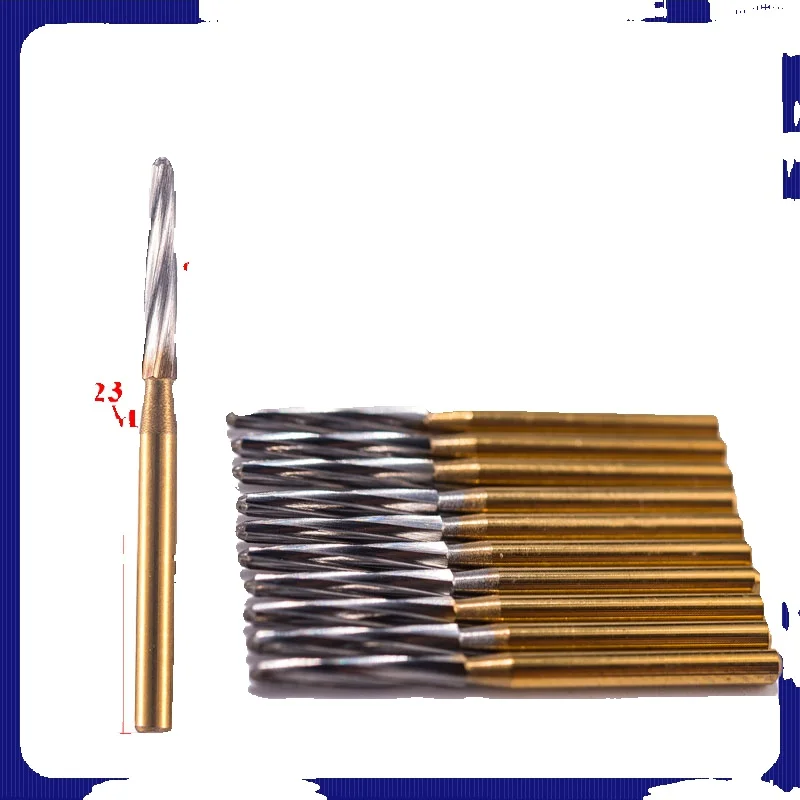 Fraises dentaires en carbure de tungstène, couronne de forage, coupe du métal pour pièce à main à grande vitesse, outils de dentiste endo-z (1.4x23x9)mm 10 pièces