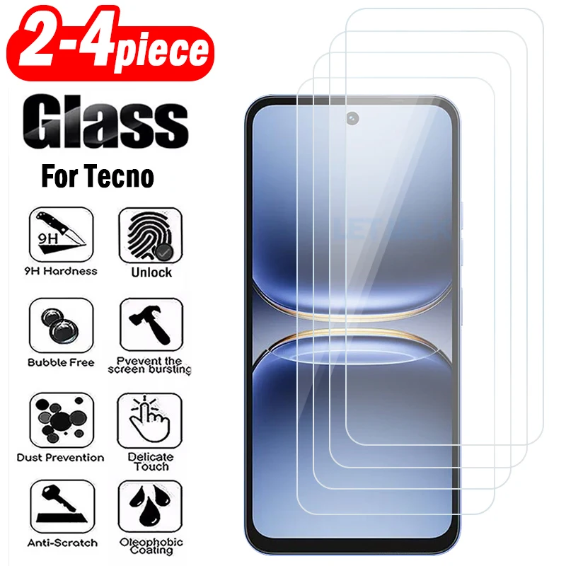 

Защитная пленка из закаленного стекла из 2-4 предметов для Tecno Spark 40 30 20 10 Pro 40C 30C 20C 20P 10C 5G, защитная пленка высокой четкости