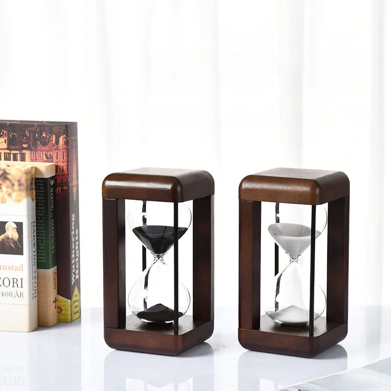 Retro Elegant Solid Wood Hourglass Ornament Creative Personality Home Decor Items Apply to Office Study Living Room Decoration