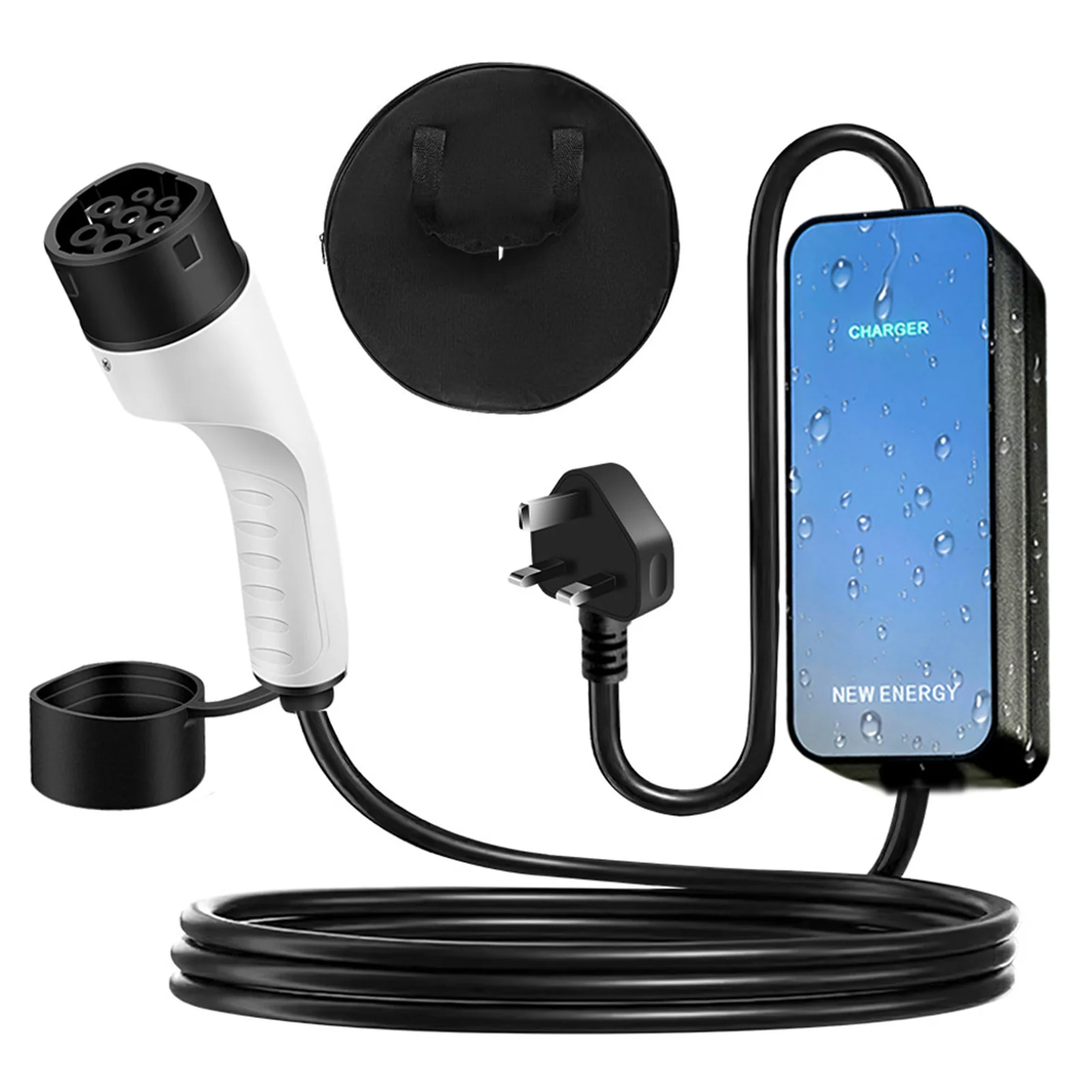 

13A 230V Кабель для зарядки электромобилей Зарядное устройство для электромобилей 5 метров 3-контактный тип 2 Вилка для быстрого зарядного устройства для электромобиля Британская вилка