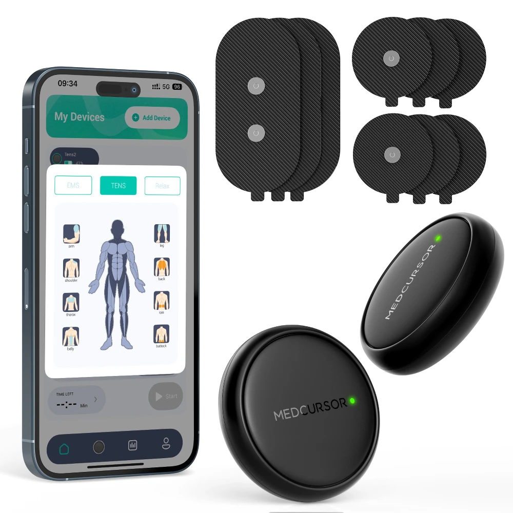 3-in-1 TENS EMS Unit Wireless, Dual Channel Muscle Stimulator 25 Intensities 8 Areas App Control Back Pain Relief Therapy