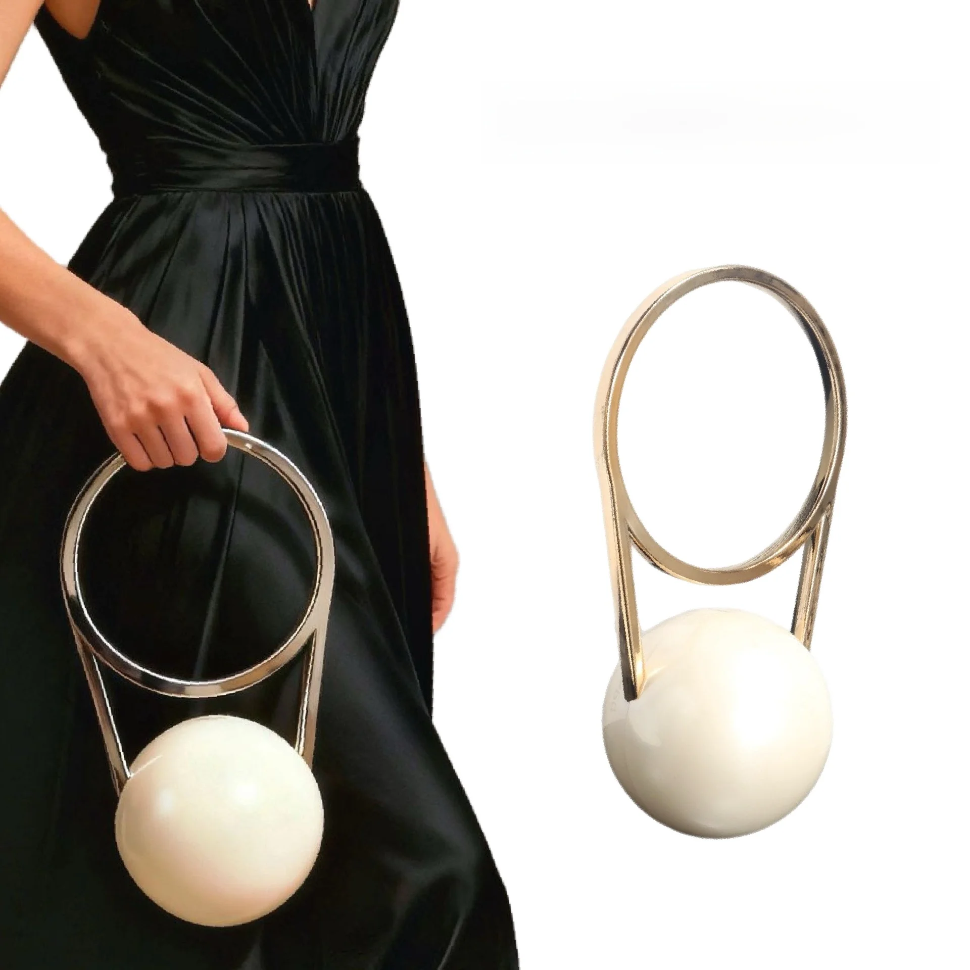 

Новая круглая сумка-шар 2025 года с металлизированной ручкой, вечерняя сумка, простая летняя сумка, маленькая акриловая сумка с вырезами в стиле «Франс».