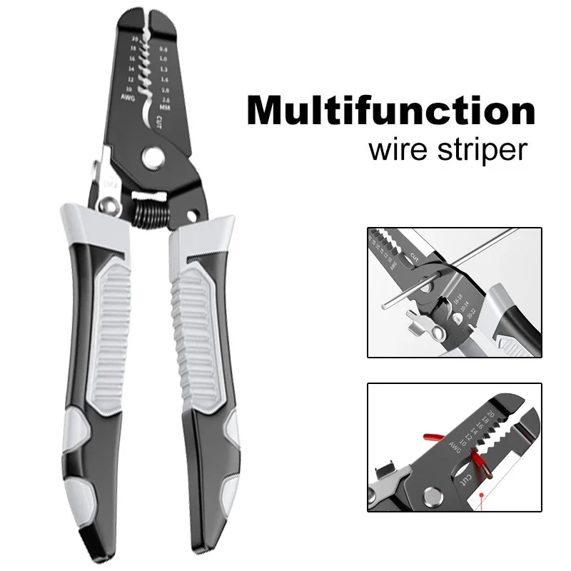 CR-V Wire Stripper Pulling Plier Wire Cutter Multifunction Electrical Stripping Repairing Scissors Crimping Plier Hand Tool