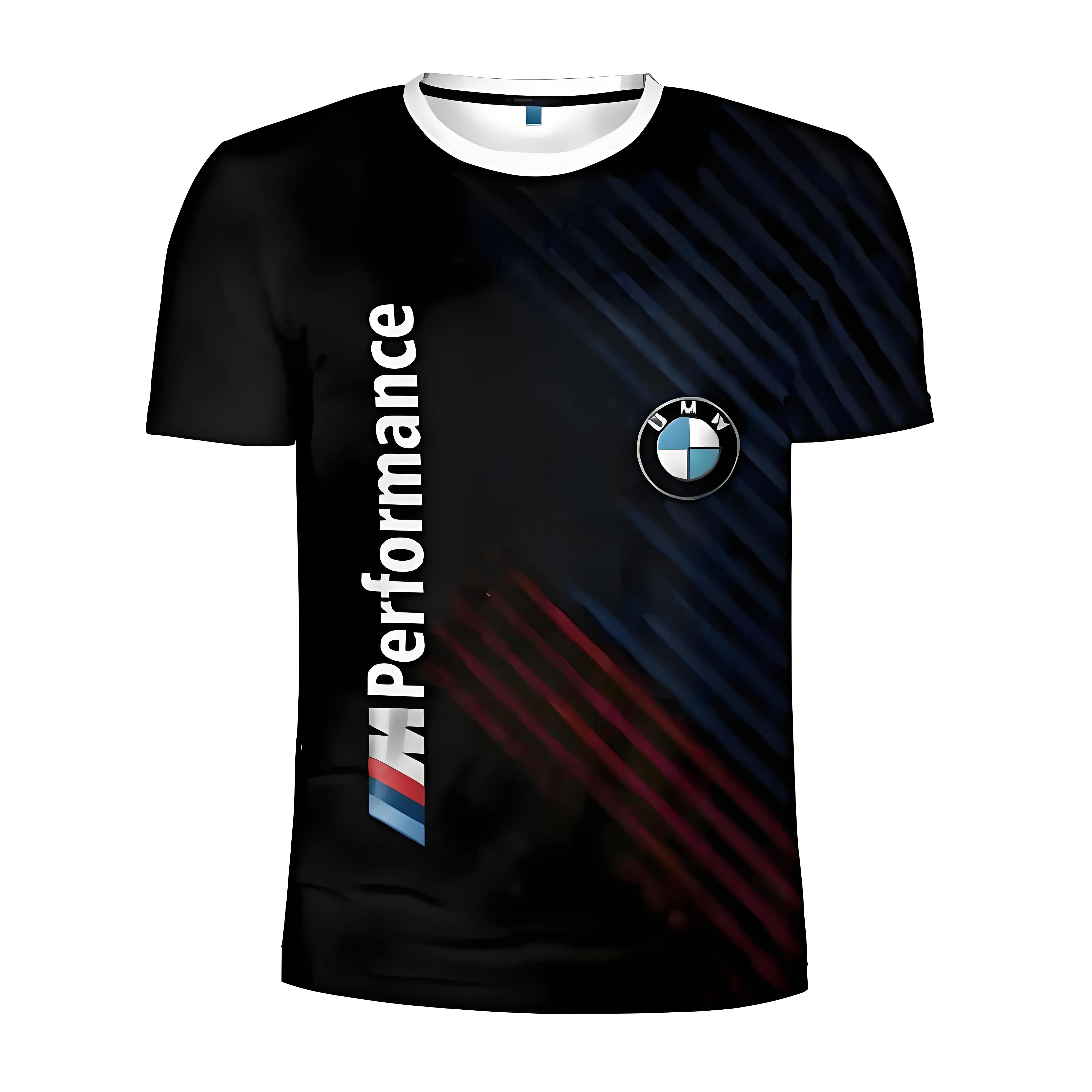 

2025 New BMW Fashion Design Summer Short Sleeved Top For Men With 3D Printed Pattern Pullover Round Neck Short Sleeved Shirt