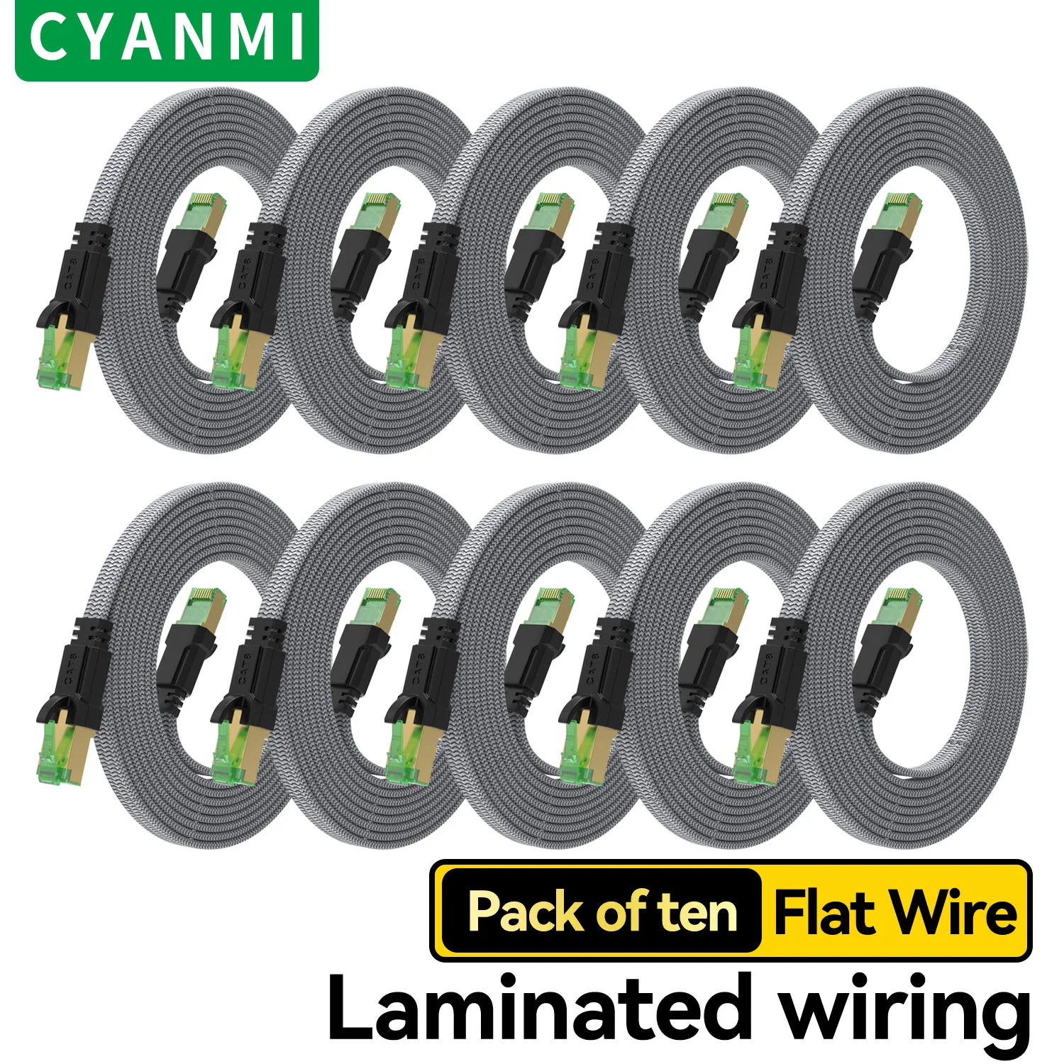 

CYANMI 10PACK 5PACK 3PACK CAT8 Ethernet Cable 40Gbps 2000MHz CAT 8 Network Internet Lan Cord For Laptops PS 5 Router RJ45 Cable