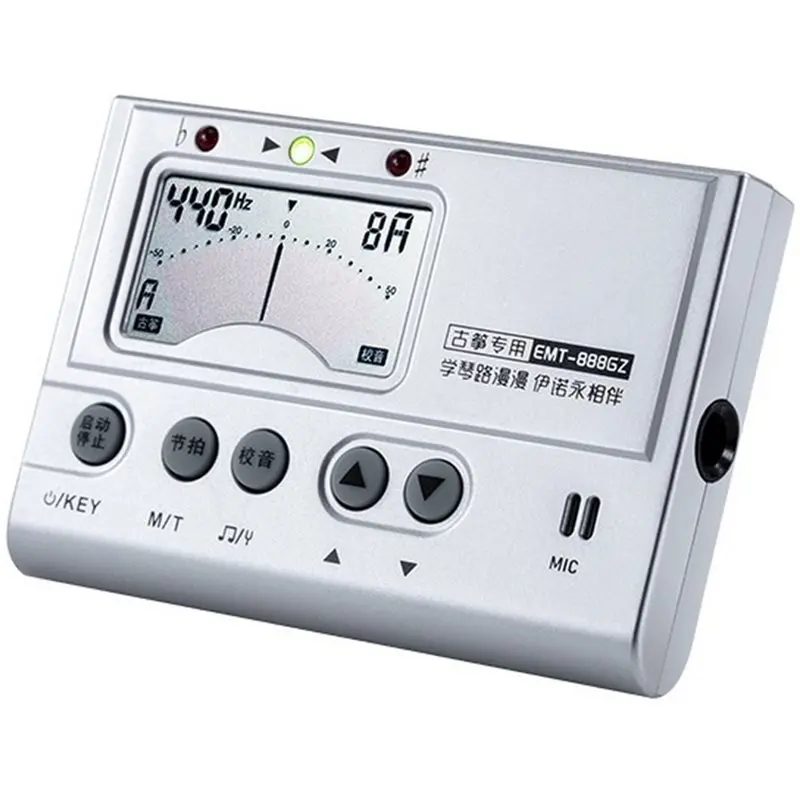A99I-Musical Instrument Tuner Guzheng Pitch Reference Guzheng Tuner Multifunctional Tuner EMT888 Tuner Silver