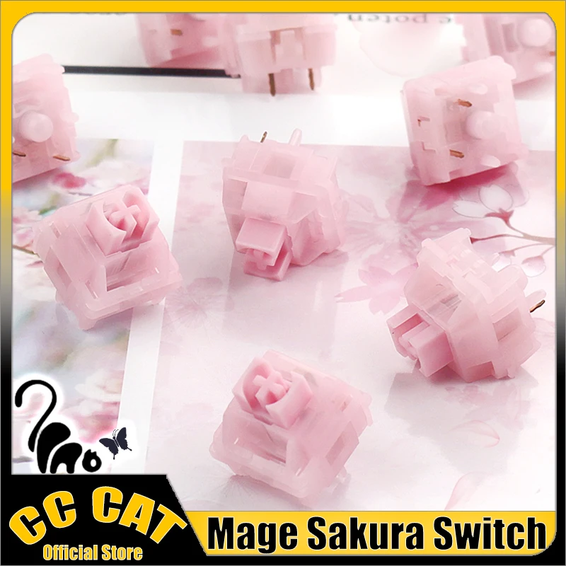 

Линейный переключатель Mage Sakura для игровой механической клавиатуры 37g 45g, зеркальное давление, тихий переключатель, пользовательские аксессуары для клавиатуры