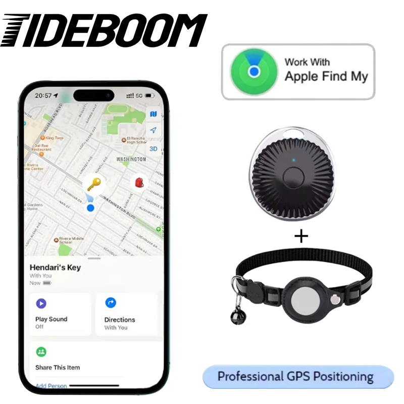 

Tideboom Mini smart tracker works with apple Find My Anti-Lost Device tag replacement Global position pets key wallet tracking
