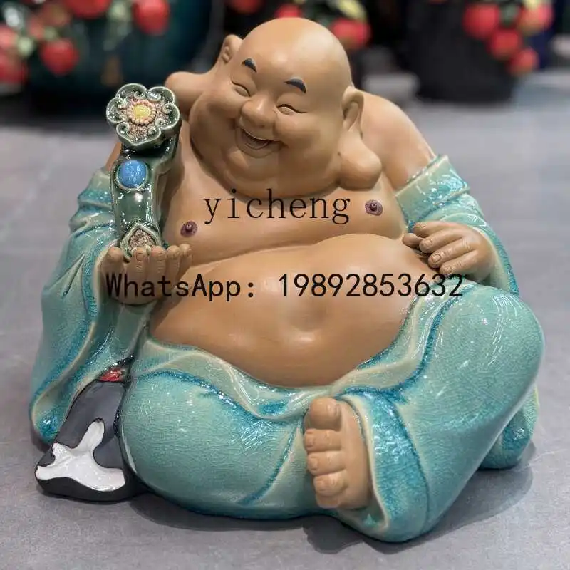 

B3 Laughing Buddha Ornament Home Ornaments Living Room Entrance Ornaments Ceramic Crafts