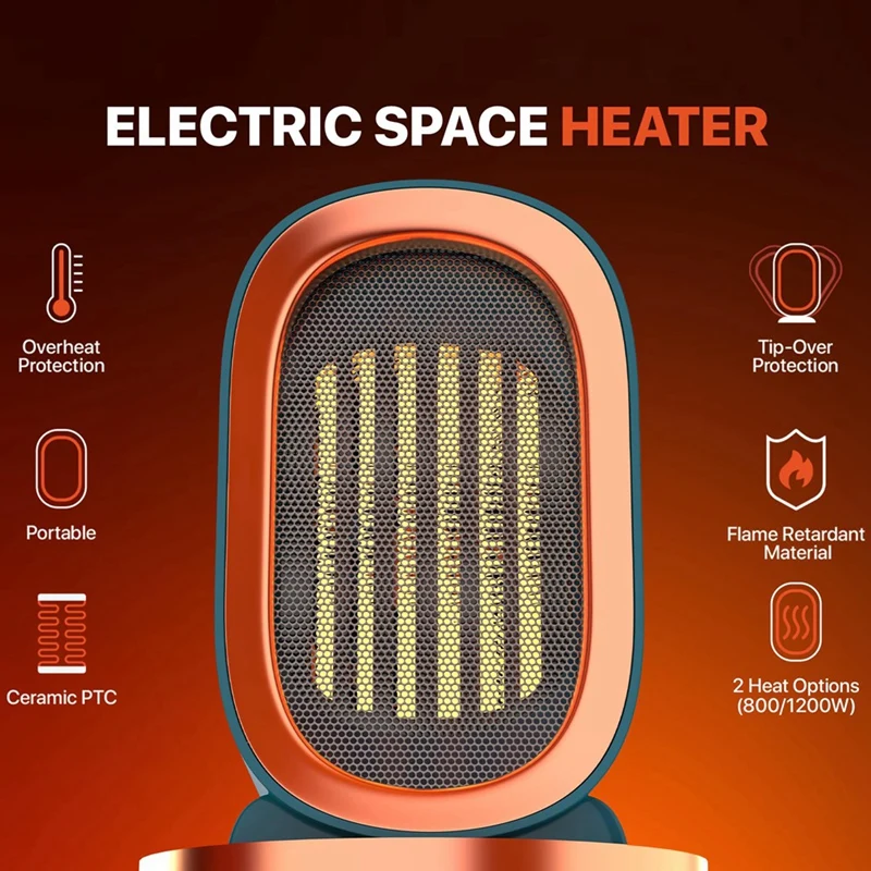 Kipas angin Portable ไฟฟ้า PTC 1200W สำหรับใช้ในบ้านสำนักงานบ้านห้องอุ่นอัจฉริยะที่ใช้งานสะดวกสำหรับห้องนอนเดสก์ท็อปปลั๊กแบบ US