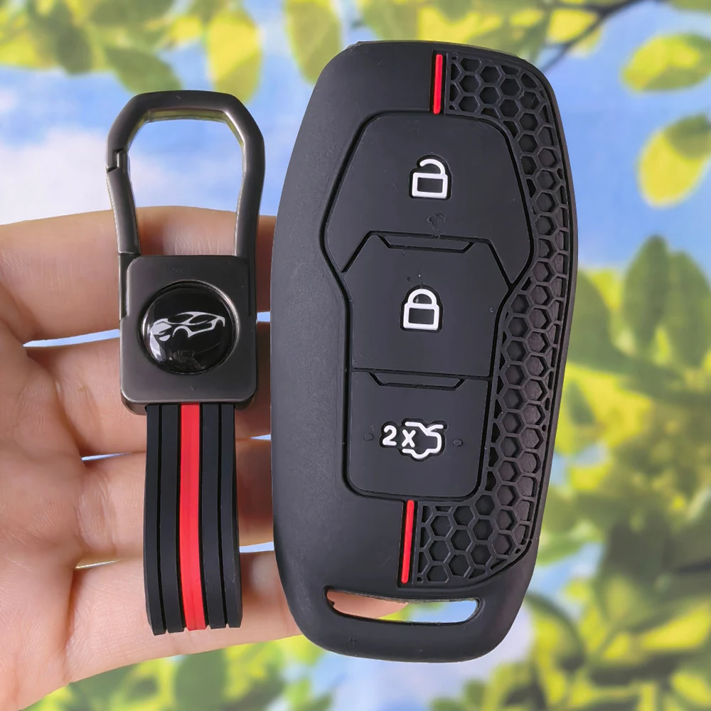 Anti-Slip Honeycomb Case With Keychain For Ford Figo 2017 Mondeo 5 Ecosport Puma 2020 Fiesta Mk8 Everest Ranger Remote Fob