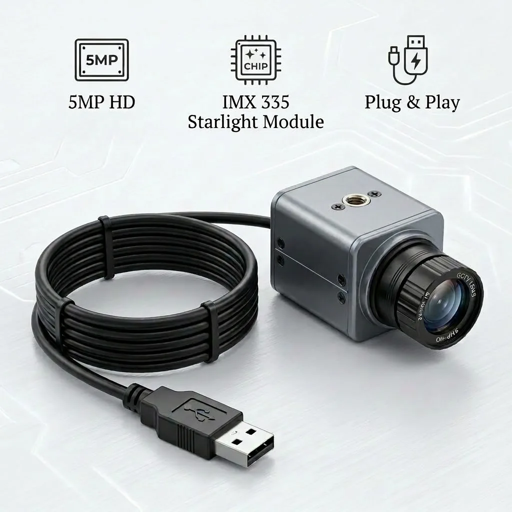 Industrial 5MP/1080P HD IMX335 USB Camera UVC OTG Plug & Play 30fps 2.8/4/6/8/12/16/25mm Lens for Visual Recognition Inspection