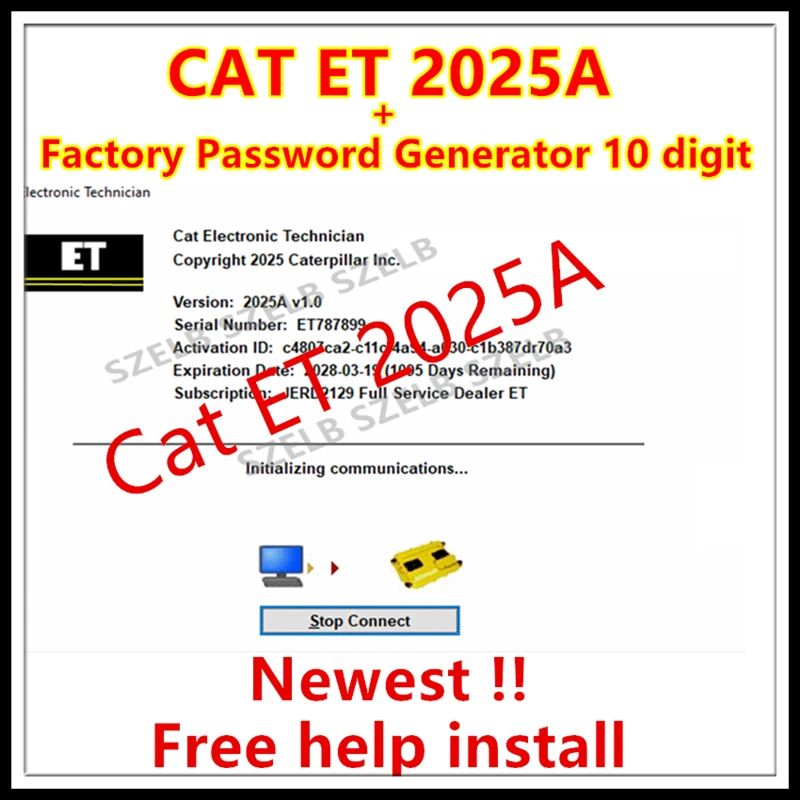 New 2025 Red Cat ET 2025A Diagnostic Program for Red Caterpillar Electronic Technician + Factory Password Generator 10 Digit