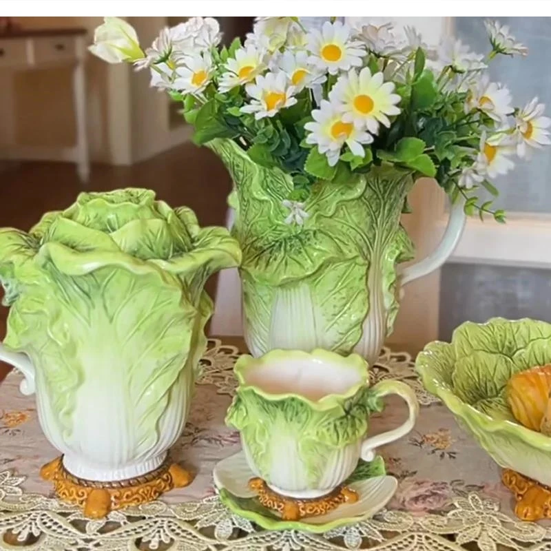 European ceramic cabbage teapot Tea Cup set fruit plate Dining table TV cabinet vase decoration pieces home