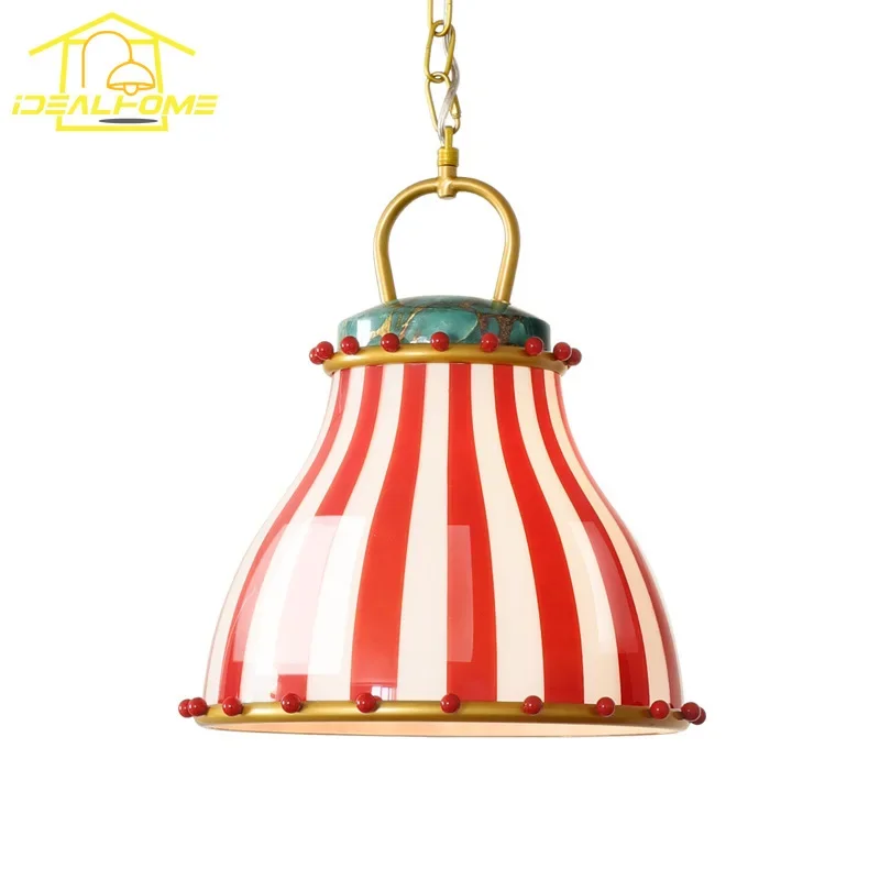 American Circus Dream Glazed Glass Lampshade Pendant Lights LED E27 Art Decorative Ambient Light Kitchen Table Restaurant Cafe