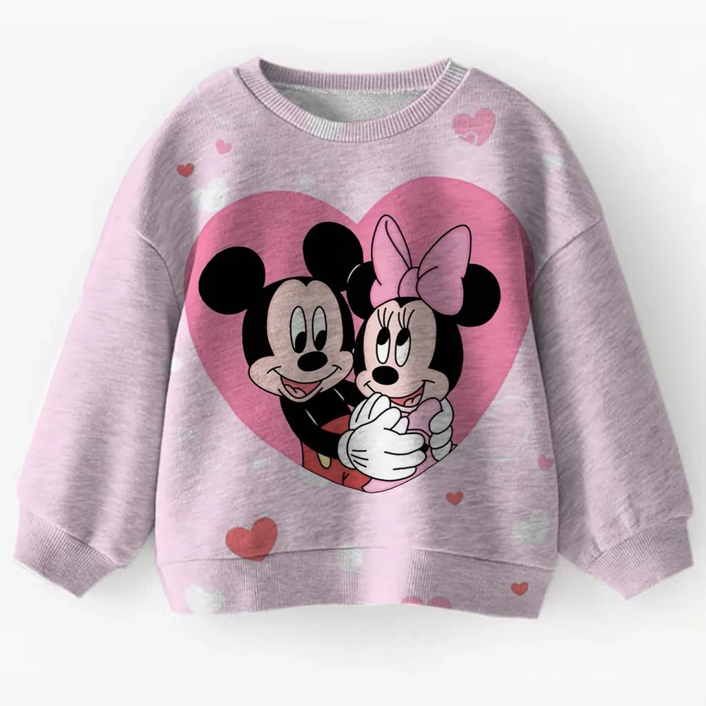 

Новинка 2025, повседневная детская одежда с длинными рукавами и принтом Микки Мауса Диснея для девочек, весенний свитшот для мальчиков