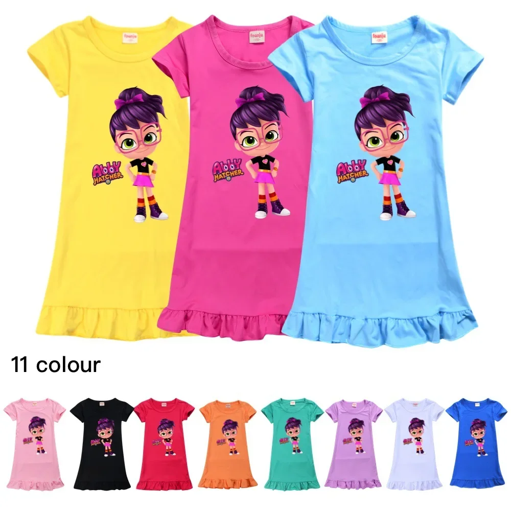 New Kids Girls Nightgowns Abby Hatcher Nightdress Summer Baby Clothes Sleepwear Big Girl Night Dress Sleepshirt Children Pajamas