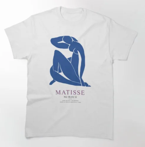 Matisse-camiseta azul e nua, 100% algodão premium