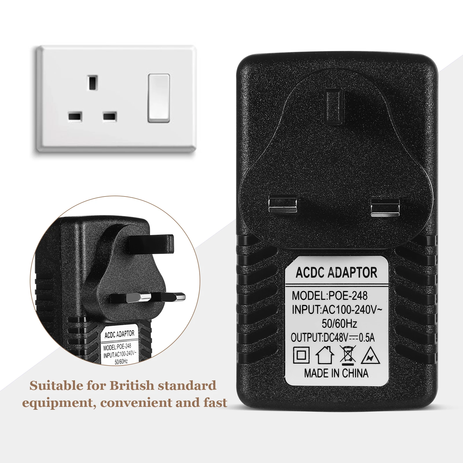

5pcs Uk 48V 0.5A Universal For Household Electronics Safe Material Multi Protection Dc Plug Electrical Plug Adapter