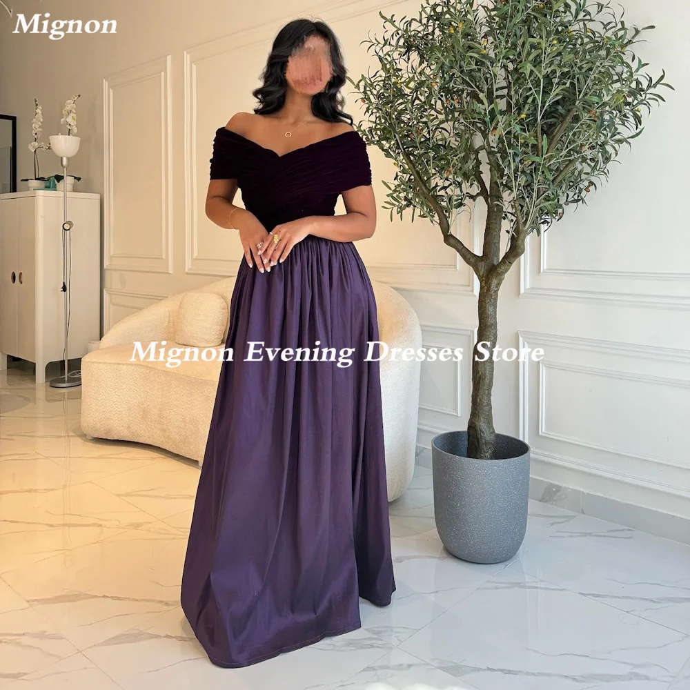 

Mignon Satin A-line Off-the-shoulder Formal Prom Gown Floor Length luxury Evening Formal Elegant Party Dress for Women 2023