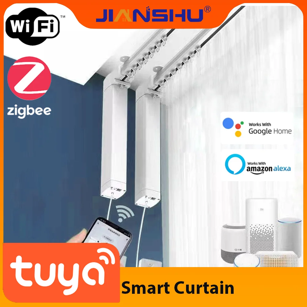 

Электрическая шторка Jinashu Tuya с Wi-Fi, смарт-шторки с двигателем Zigbee, шторка с функцией отслеживания, умное приложение, поддержка Alexa Google Home