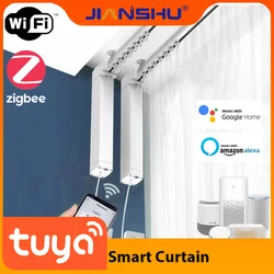 Jinashu Tuya electric Wifi  Curtain Runner Smart Crtains Zigbee Motor Curtain Rod Track Smart Life App Support Alexa Google Home