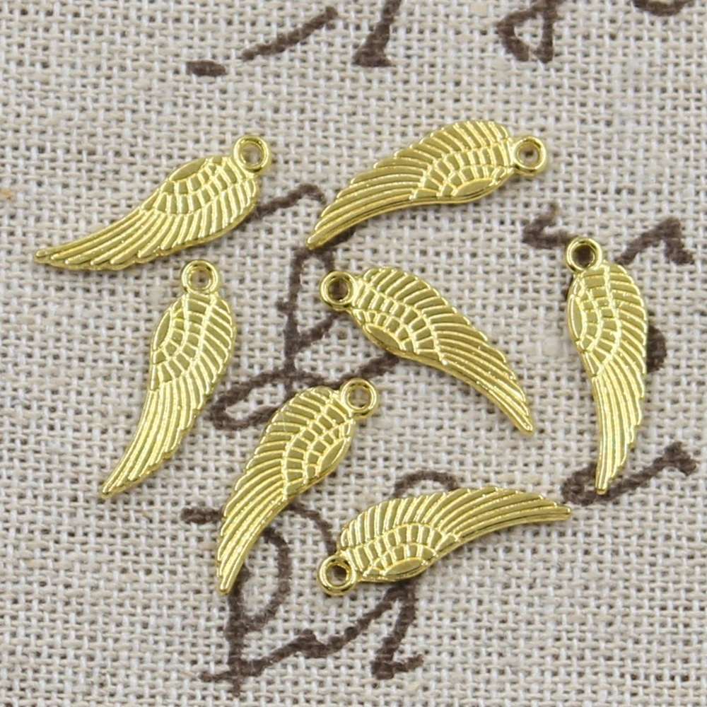 100pcs Charms Angel Wings 19x5mm Handmade Craft Pendant Making fit,Vintage Tibetan Bronze Silver color,DIY For Bracelet Necklace