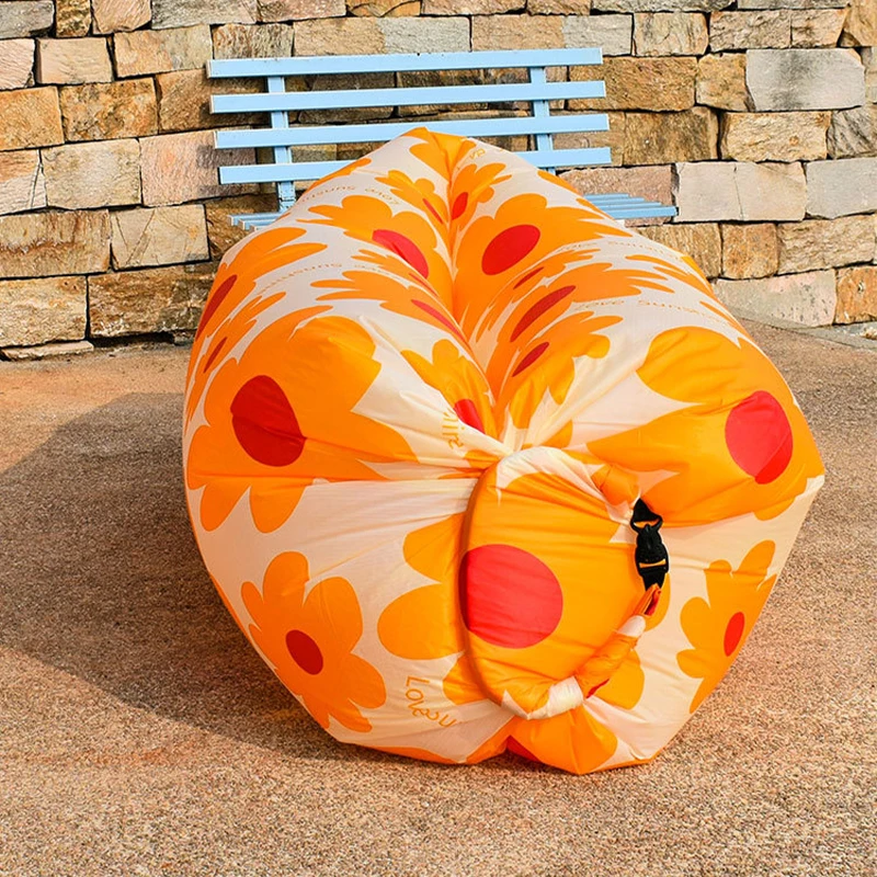 Sofá inflable de flores para perezosos, cama portátil de aire para playa al aire libre, saco de dormir de color, muebles para el hogar