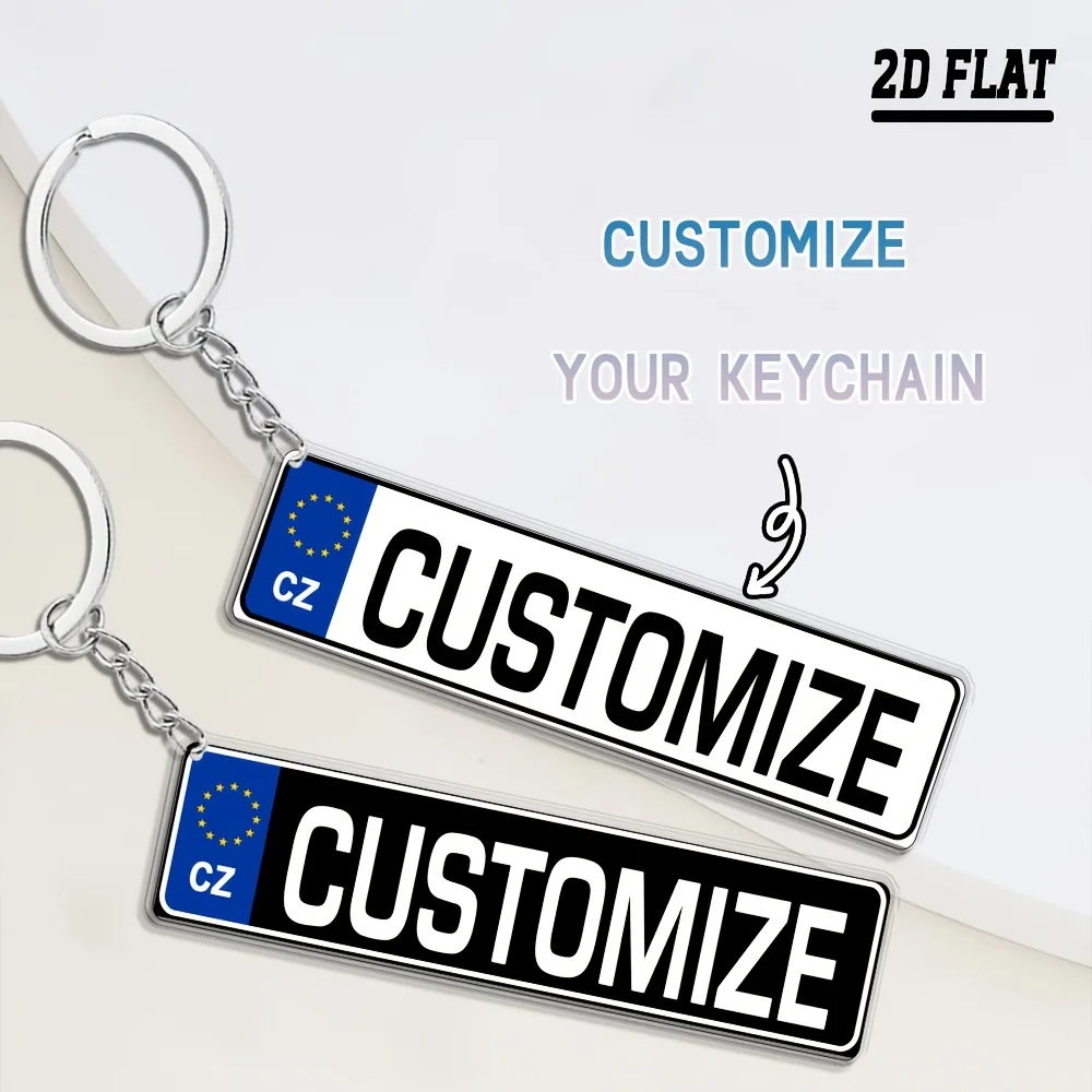 1PC Acrylic Keychain Customizable Text 2D Flat,Personalized Czech Themed Acrylic Keychain, Suitable for Car Keys,Bags,Party Gift