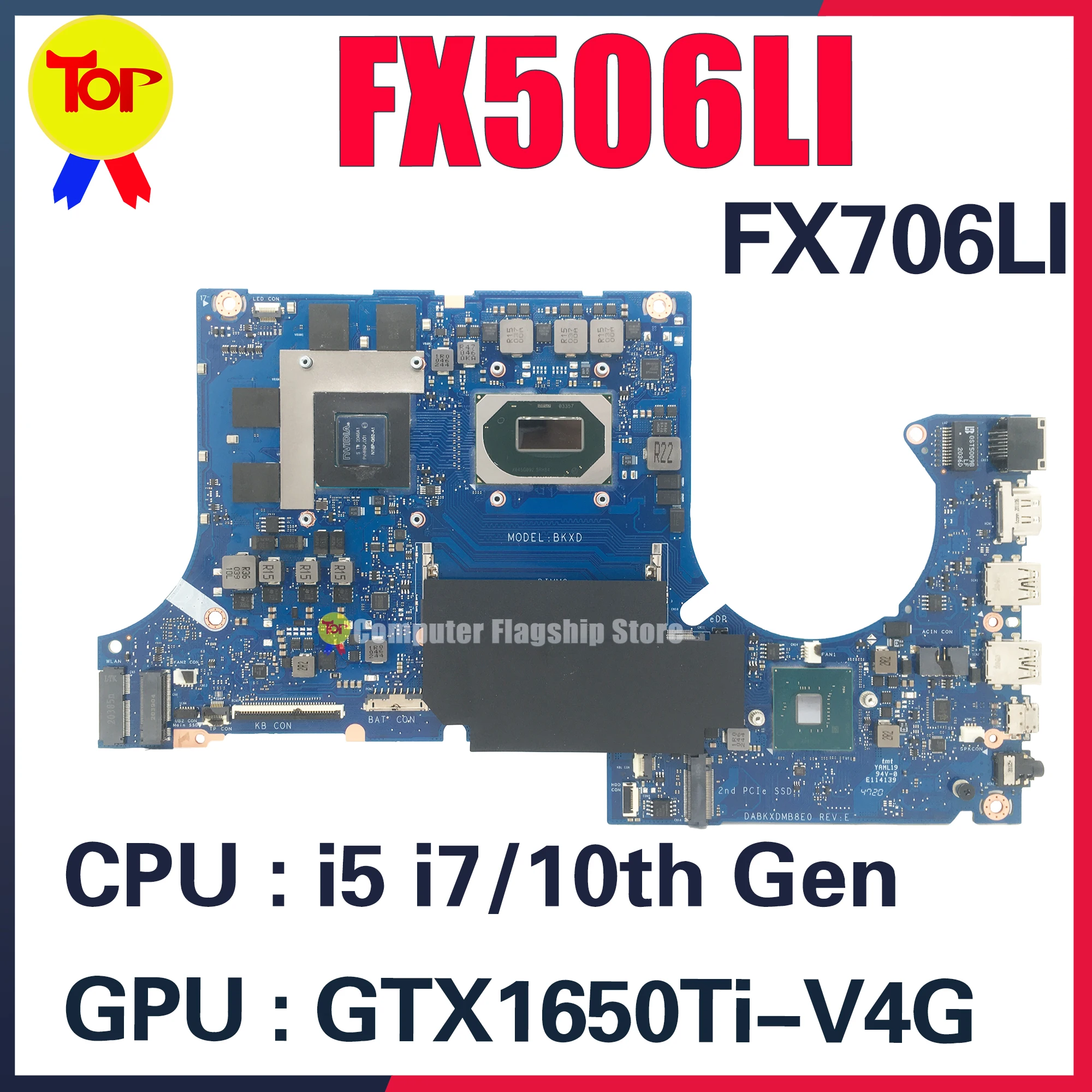 FX506LH Laptop Motherboard For ASUS TUF Gaming F15 F17 FX506LI FX506L FX706LH FX706L I5 I710th Gen GTX1650/1650Ti-V4G Mainboard