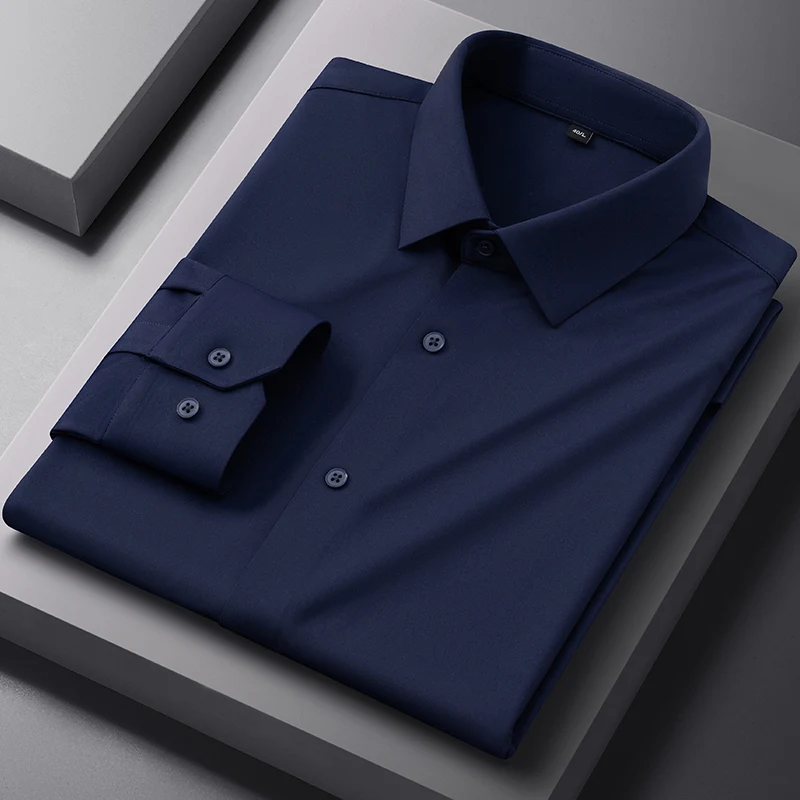 Hoge Stretch Anti-Rimpel Herenoverhemden Lange Mouwen Dress Shirts Heren Fit Sociale Business Blouse Sociaal Overhemd Herenkleding S-4XL