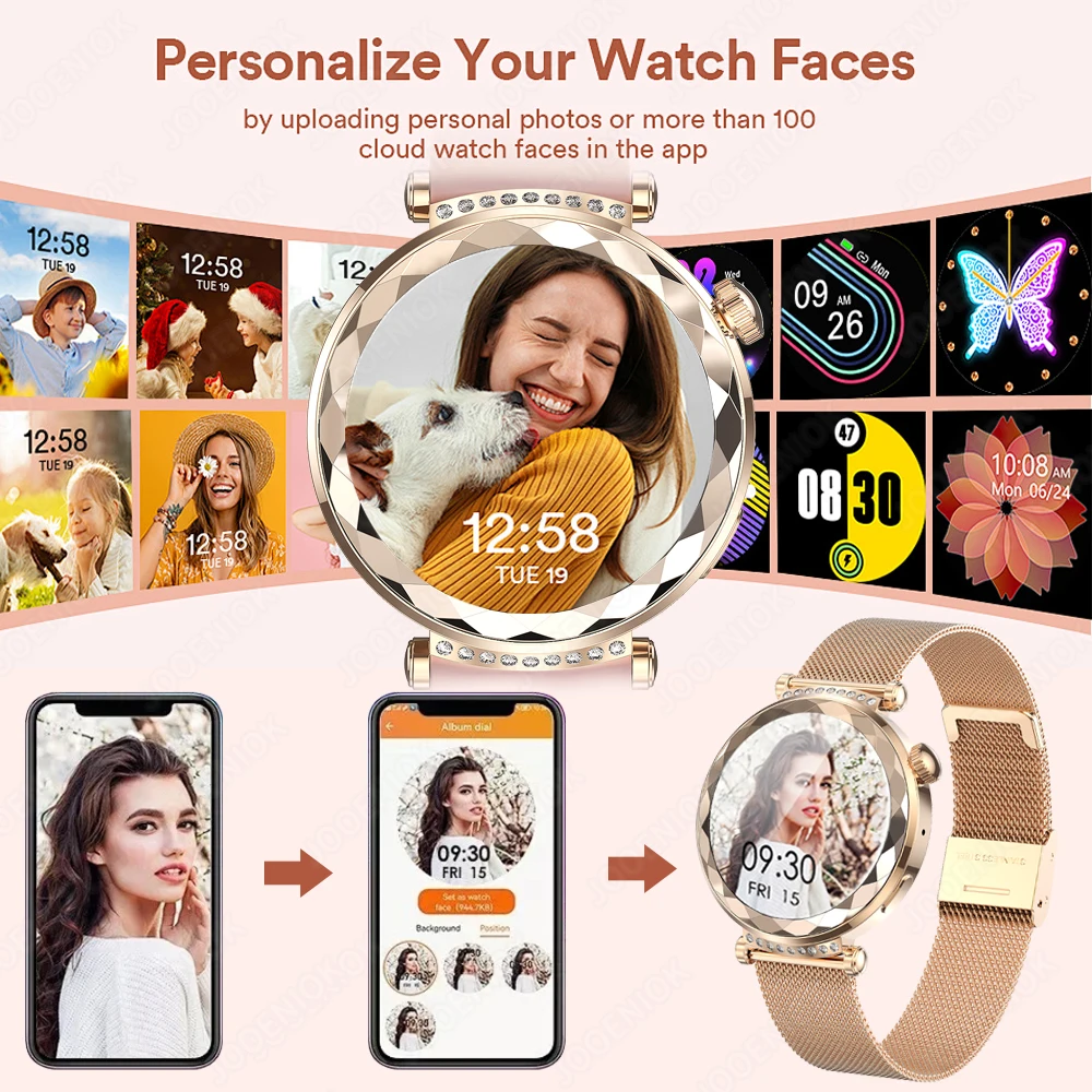 스마트 워치 여성 선물 AMOLED HD 스크린 심박수 스포츠 피트니스 방수 커스텀 다이얼 BT 통화 스마트워치, 샤오미 2025 신제품
