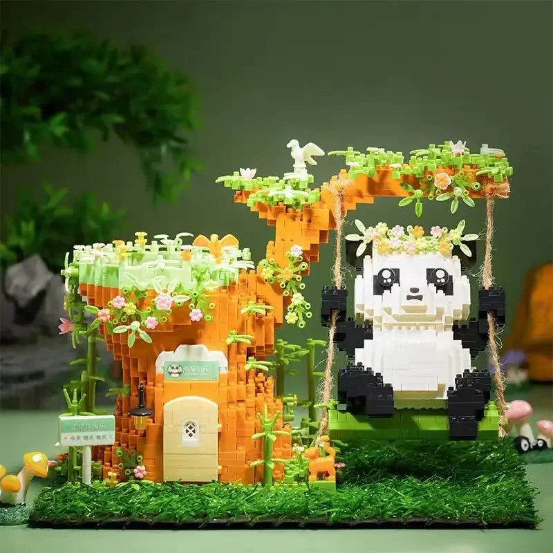 Building Block Panda Pen Holder Decoration Small Particle Assembly Toy Decoration 2023 New Model