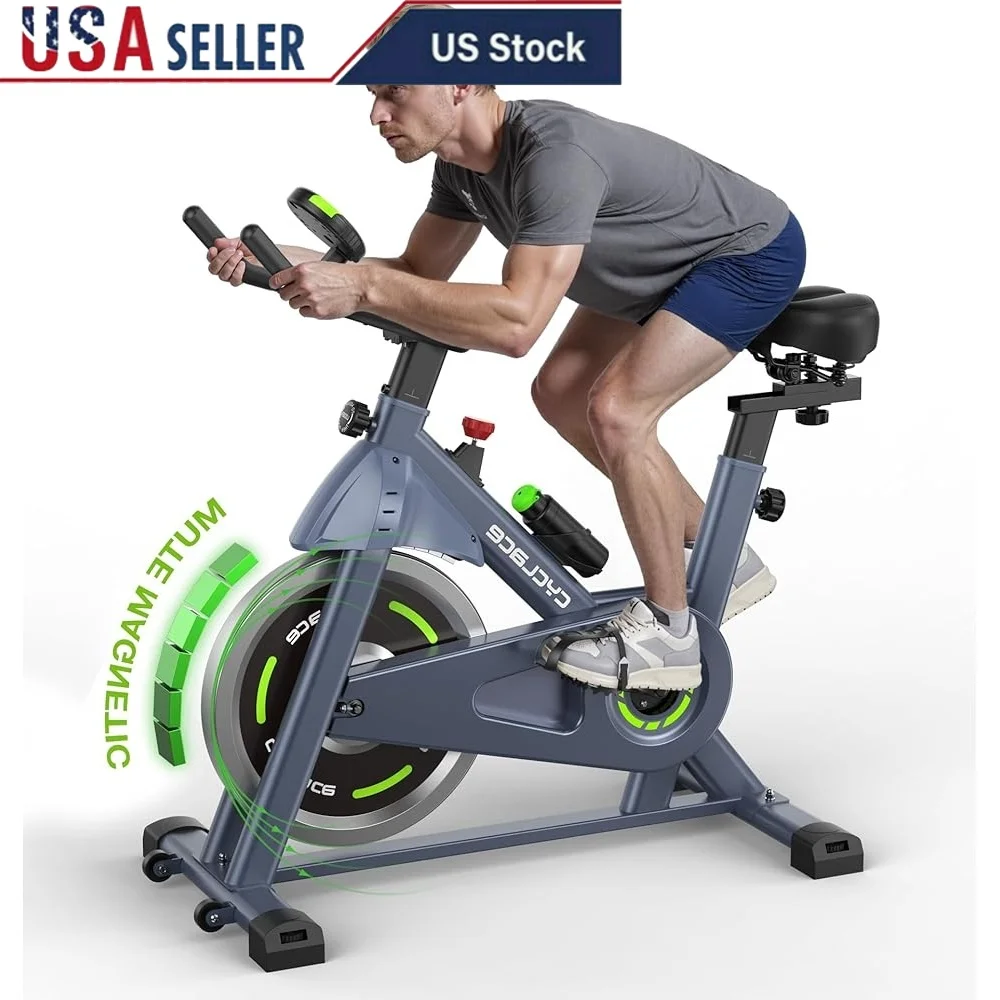 

Indoor Exercise Bike Stationary Low Noise 300lbs Capacity Adjustable Resistance Fitness Cycling Machine Home Workout
