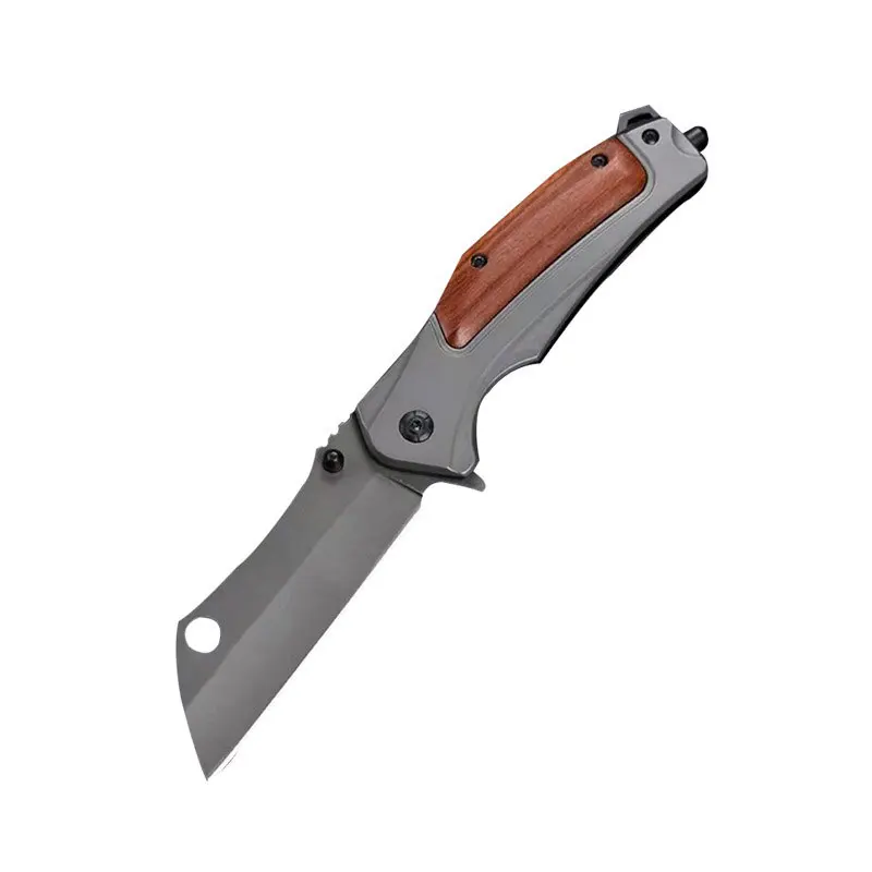 Outdoor Camping Folding Knife Gray Titanium Steel Portable Folding Knife Multi-Purpose Defense Knife Survival Tactical Pocket Kn