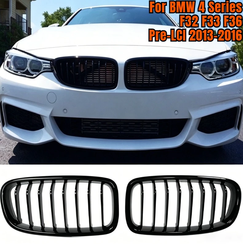 Gloss Black Single Slat Split Kidney Grille For BMW 4 Series F32 F33 F36 Pre-LCI 2013-2016 Non-Illuminated Sport Grill Part