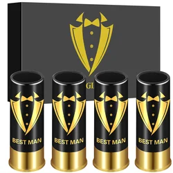 4pcs/Set Best Man Shot Glasses Wedding Gift for Groomsman 12GA Suit Small Bullet Shot Cups