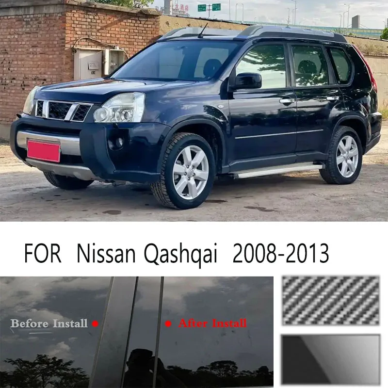 

For Nissan Qashqai 2008-2013 Glossy Black Window Door Column B C Pillar Post Cover Trim Auto Sticker Styling