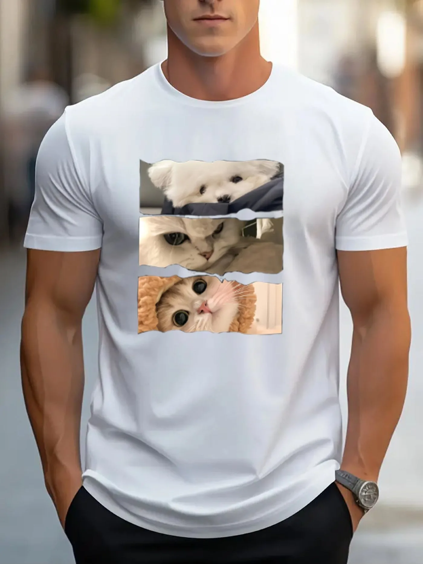 Men Casual Short Sleeve Tee 1 Pcs 100% Heavy Cotton - Comfortable Crew Neck, Soft Adorable Tees Tops