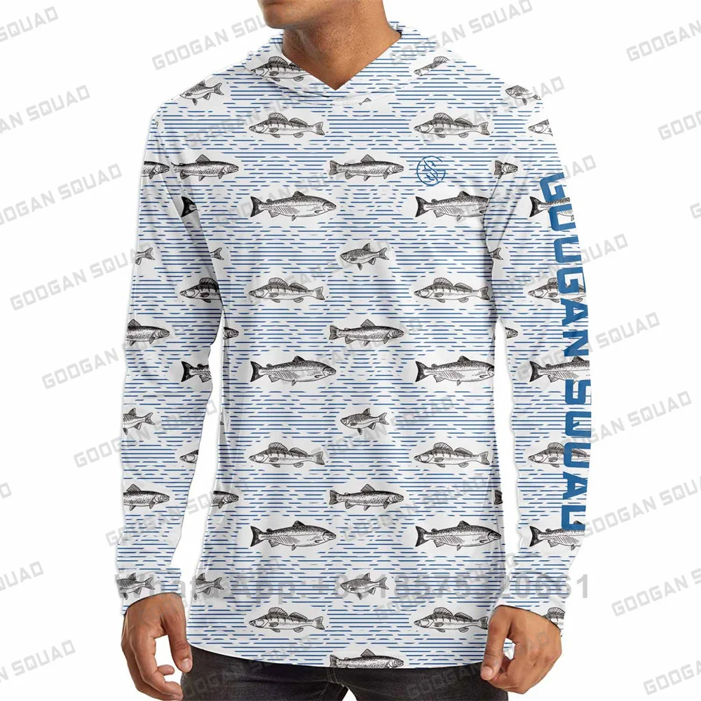 Men\'s Long Sleeve Hoodie Performance Fishing Shirts Fishing Wear Camisa De Pesca UV Protect Fishing Hiking Hoodie Tops Clothing