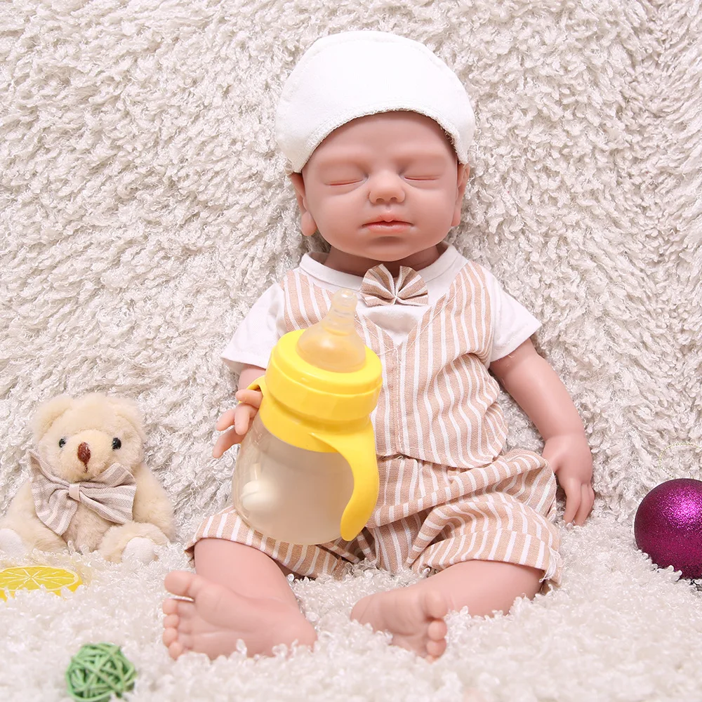 Closed Eye Silicone Doll 49cm Simulation Baby Reborn Doll 19 Inch Pure Silicone Reborn Doll